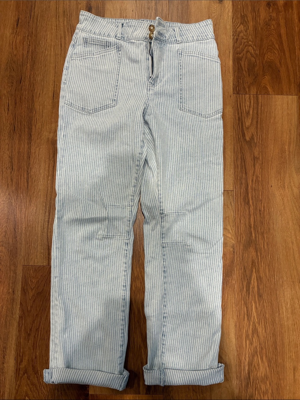 Light Wash Pinstriped Women’s Straight Leg Pant